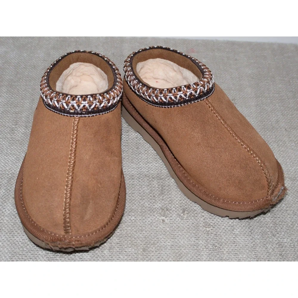 UGG Tazz Slippers Chestnut Toddler Kids Size 10 Brown Suede Shoes Platform
